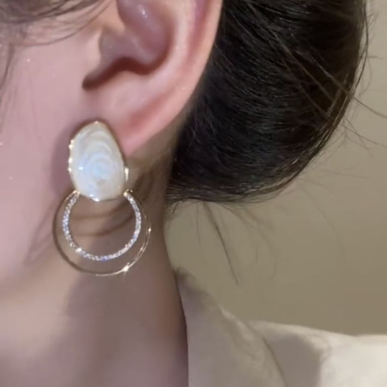 Sparkly Zircon Geometric Loop Drop Earrings | Square Face Flattering thumbnail 2