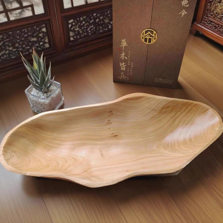 Round Solid Wood Fruit Tray Storage | Natural Home & Kitchen Décor thumbnail 2