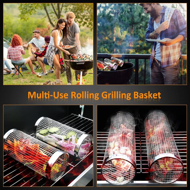 Rolling Grill Basket 304 Stainless Steel | BBQ Grilling Accessories thumbnail 11