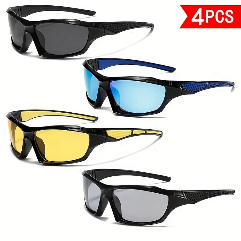 4 PCS Polarized Sports Sunglasses | Windproof UV Protection for Cycling & Fishing thumbnail 2