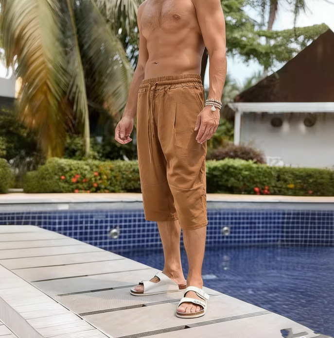 Summer Linen Capri Pants Men's Ice Silk thumbnail 9