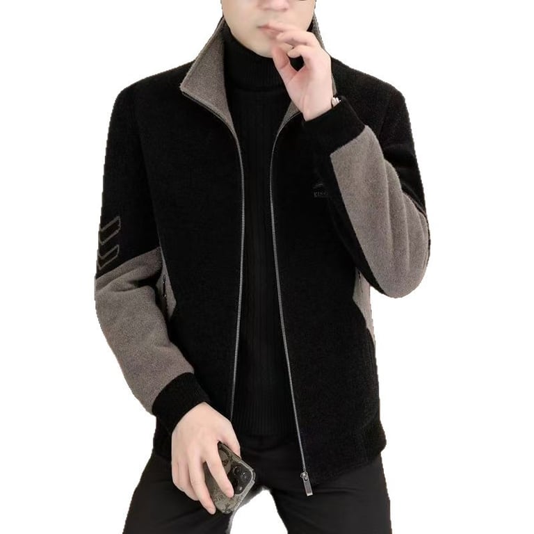Men's Stand-Neck Jacket with Fleece Lining | Warm Thickened Outerwear thumbnail 9
