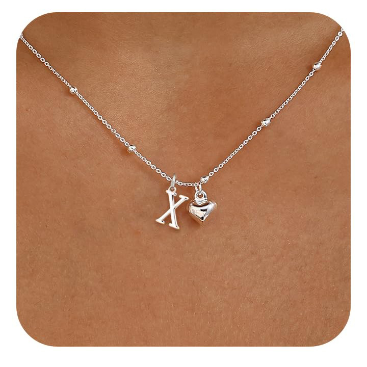 Personalized Initial Heart Pendant Necklace | Stainless Steel thumbnail 4