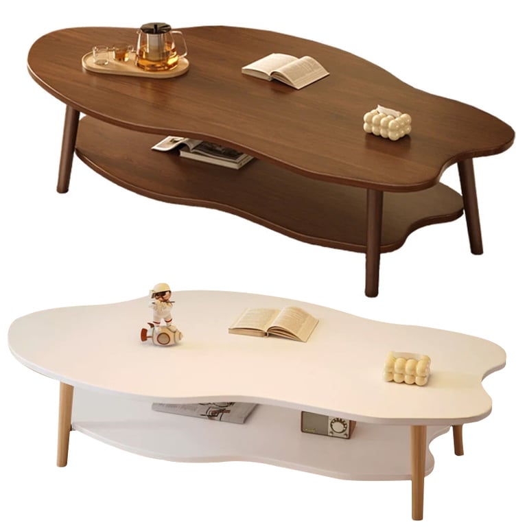 Cloud Coffee Table with Storage Shelf | Modern 2-Layer Design thumbnail 9