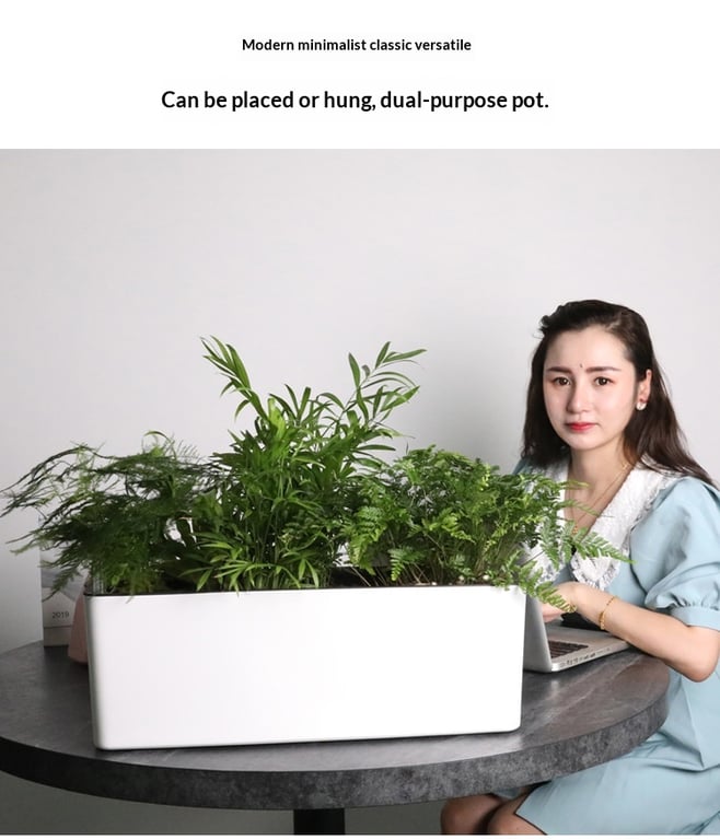Rectangular Plastic Self-Watering Lazy Flower Pot for Balcony Vegetables thumbnail 8