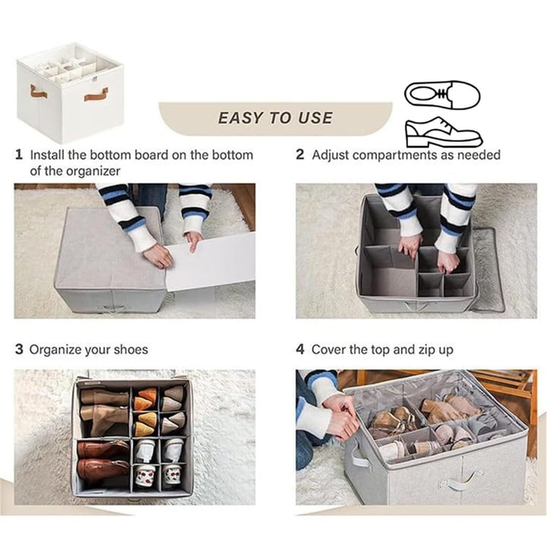 Foldable Fabric Shoe Storage Box with Dividers | Organize & Protect thumbnail 4