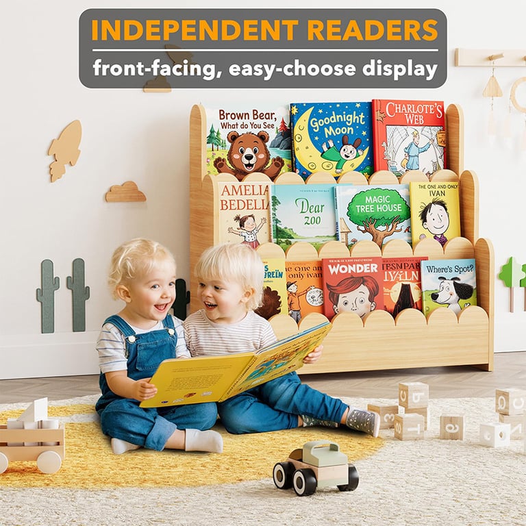 Solid Wood Children's Floor Picture Book Bookshelf | Home & Kitchen Storage thumbnail 12