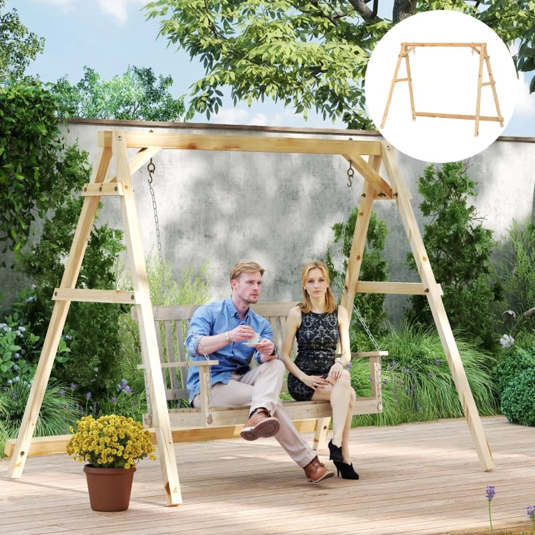 770lbs Heavy Duty A-Frame Porch Swing Stand | Reinforced Wooden Frame thumbnail 5