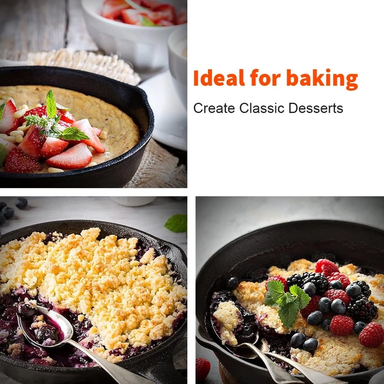 3-Piece Cast Iron Skillet Set | Pre-Seasoned Non-Stick Frying Pans thumbnail 18