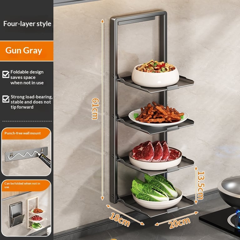 Punch-Free Foldable Kitchen Prep Rack | No-Drill Wall Mount thumbnail 9