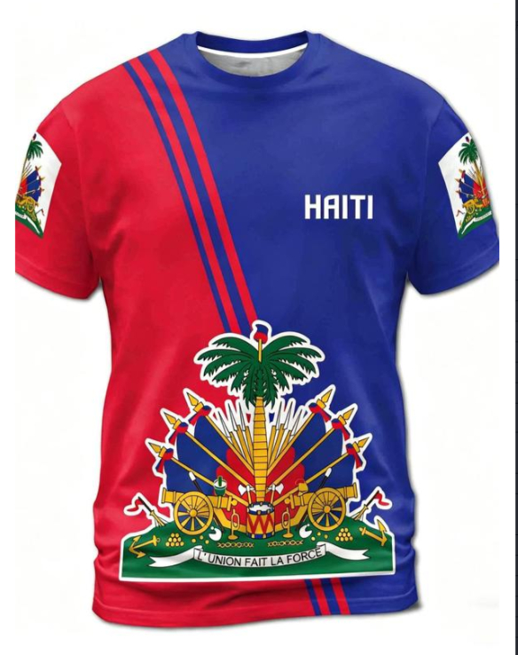 3D Sea Map Pattern T-Shirt For Men And Women | Haiti Flag Tee thumbnail 13