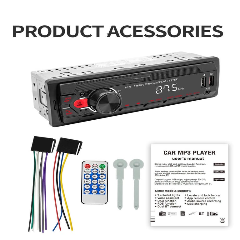 Single Din with Android Auto Bluetooth Car Stereo MP3 Player | USB SD AUX thumbnail 4