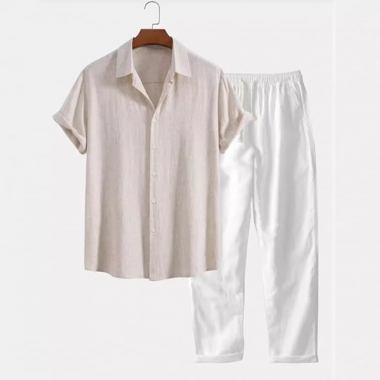 Casual Loose-fit Beach Set | Four-way Stretch Short-sleeve Shirt & Shorts thumbnail 17
