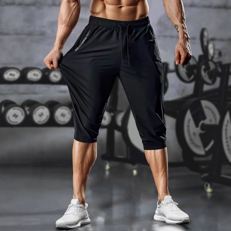 Men's Quick-Drying Capri Running Pants | Breathable Fitness thumbnail 5