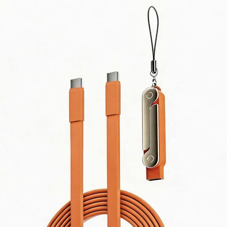 240W Dual Type-C Silicone Charging Cable with Foldable Phone Stand