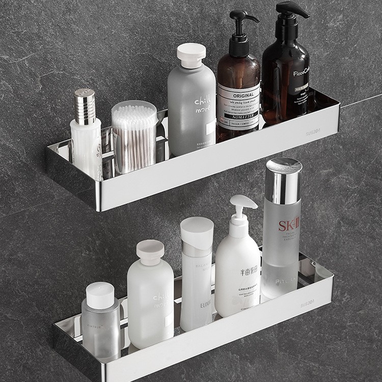 304 Stainless Steel Bathroom Mirror Storage Rack | Modern Shelf thumbnail 2