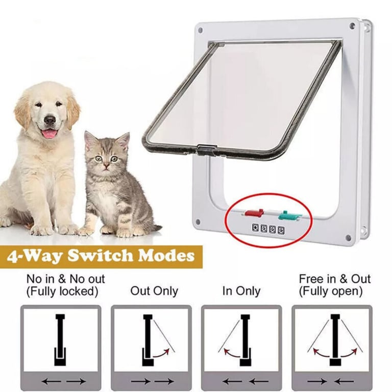 XL Pet Door 4 Way Locking | White Frame Dog Cat Flap Canada thumbnail 16