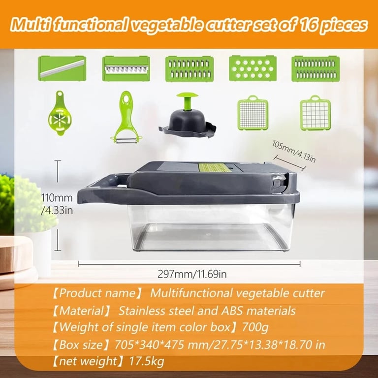 16-in-1 Vegetable Chopper Mandolin Slicer | Food Dicer Peeler Cutter thumbnail 5