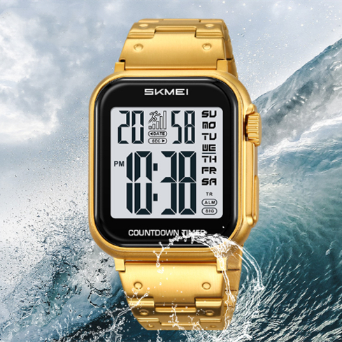 Men's Steel-Band Digital Watch with Dual Time, Alarm & Waterproof Sports Design thumbnail 1