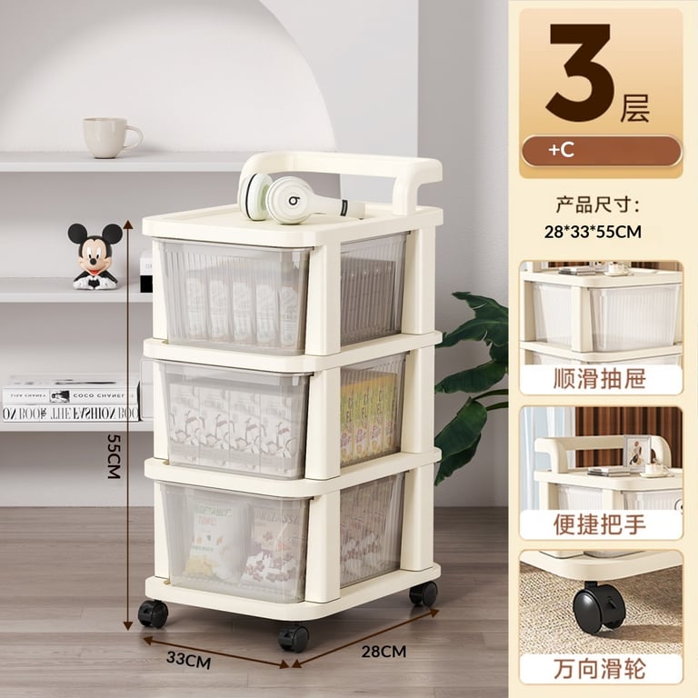 Small Cart Storage Rack for Home & Kitchen | 4-5 Layer Movable Drawer Cabinet thumbnail 11