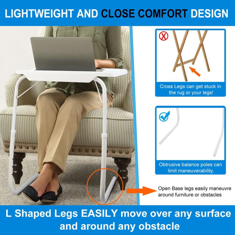 Foldable Tray Table with 6 Heights & 3 Angles | Adjustable Laptop Desk thumbnail 7