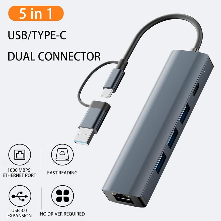 Gigabit Ethernet Port Adapter Dual-head Hub | Home & Kitchen thumbnail 13