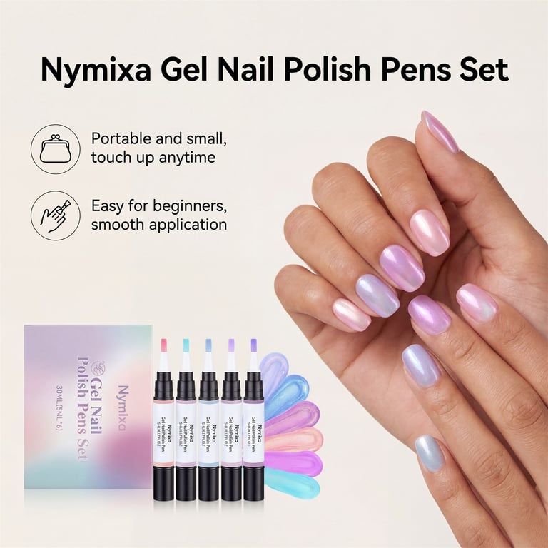 Gel Nail Polish Pens Set | 6 Iridescent Colors, Fast-Drying thumbnail 5