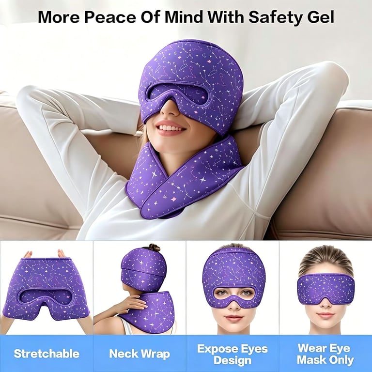 Gel Hot-and-Cold Compress Head Cover Hat | Migraine & Neck Pain Relief thumbnail 8