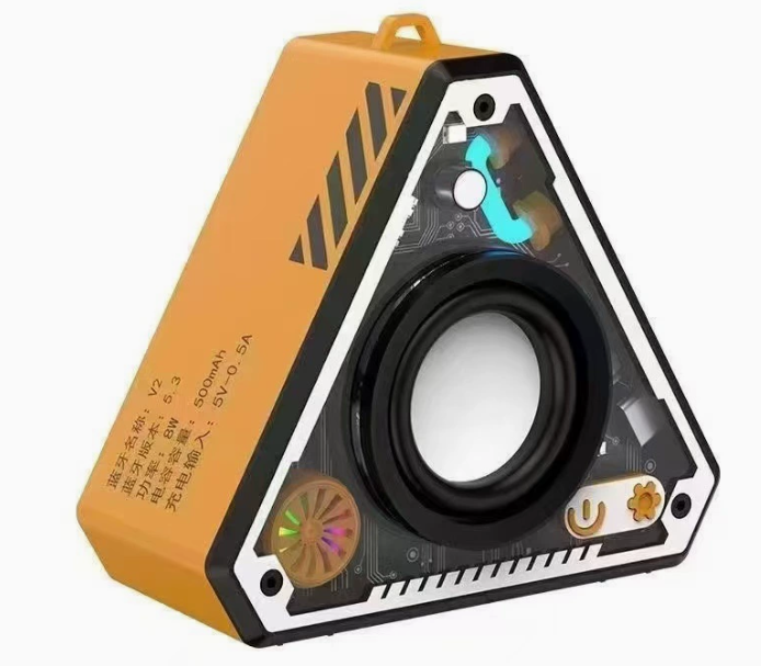 Cross-border V2 Wireless Bluetooth Audio Outdoor Portable Mecha Subwoofer Dual-machine Interconnected Mini Desktop Small Speaker-orange - image 1