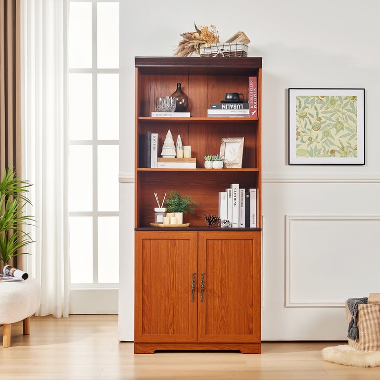70.86in Tall Storage Cabinet 5-Tier Cube Display with Barn Doors | Home & Kitchen