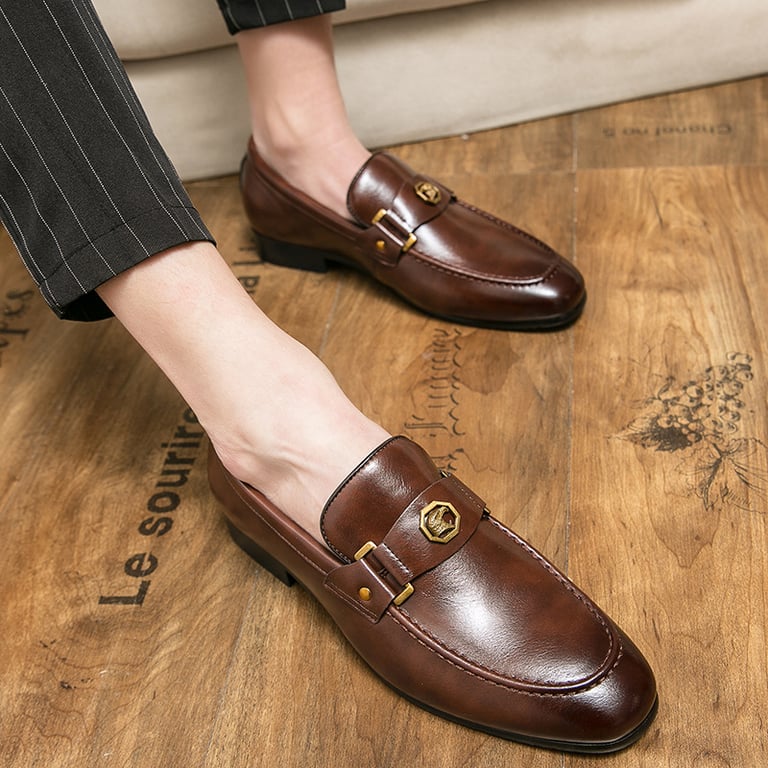 Men's Metal-Buckle Slip-On Loafers | European Style Dress Shoes thumbnail 7