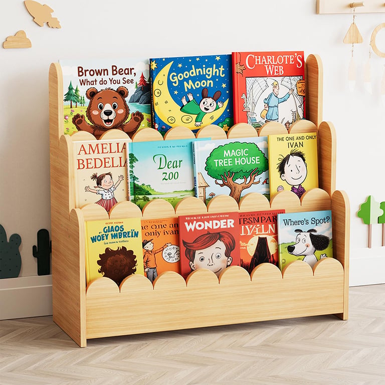 Solid Wood Children's Floor Picture Book Bookshelf | Home & Kitchen Storage thumbnail 2