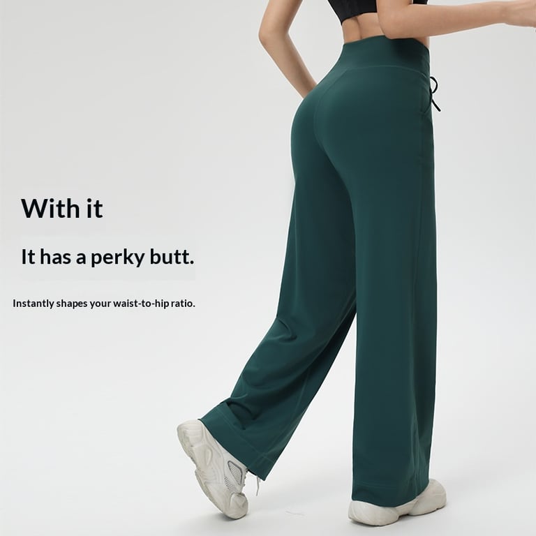 High-Waisted Wide-Leg Workout Pants | Elastic Fitness Wear Canada