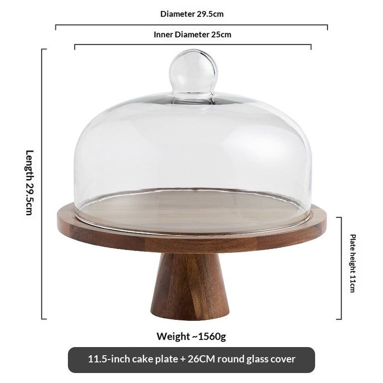 Retro Lovewood Tray with Glass Dome | Wooden Fruit Plate Organizer thumbnail 11