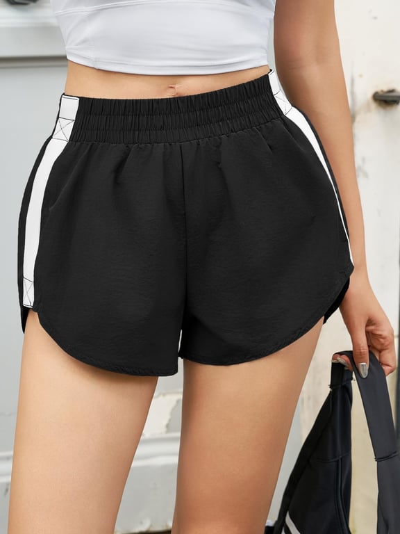 Women's High Waisted Striped Dolphin Shorts | Athletic Running Wear thumbnail 12