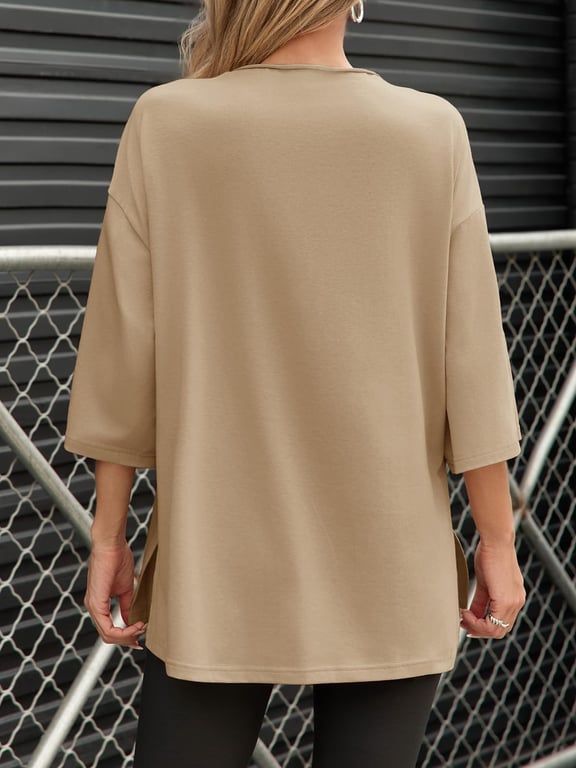 Fisoew Women's Oversized T-Shirt with Side Slits | Loose Fit Gym Tee thumbnail 20