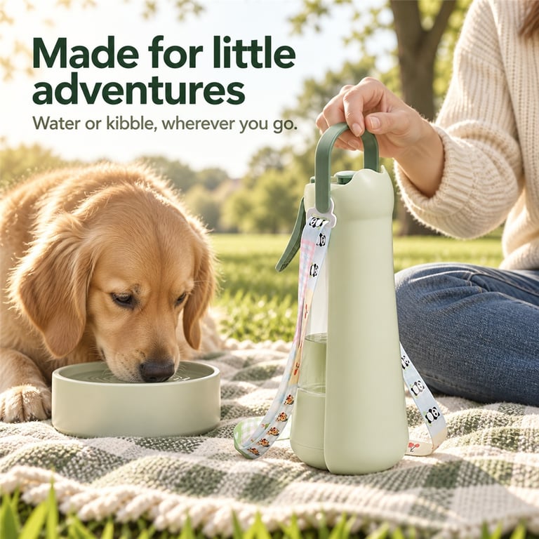 3-in-1 Dog Water Bottle with Mist Sprayer & Food Storage | Pet Travel Dispenser thumbnail 4