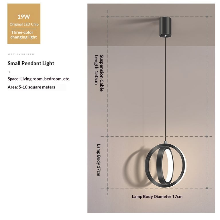 LED Bedside Mini Pendant Lamp | Ring-Shaped Aluminum Bedroom Light thumbnail 11