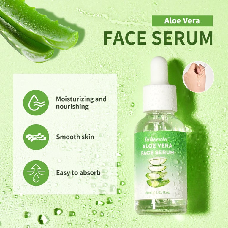 Lakerain Aloe Vera Face Serum | Health & Beauty Hydrating Moisturizer thumbnail 2