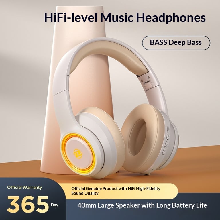 Fashionable On-Ear Bluetooth Wireless Headphones with RGB Lighting thumbnail 20