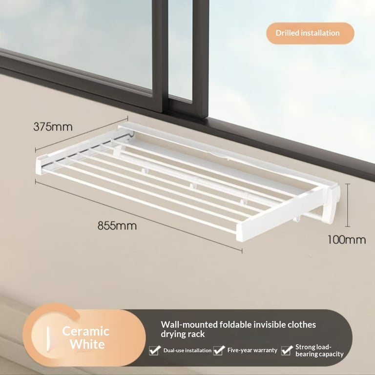 Wall-Mounted Folding Clothes Drying Rack | Space-Saving Design thumbnail 13
