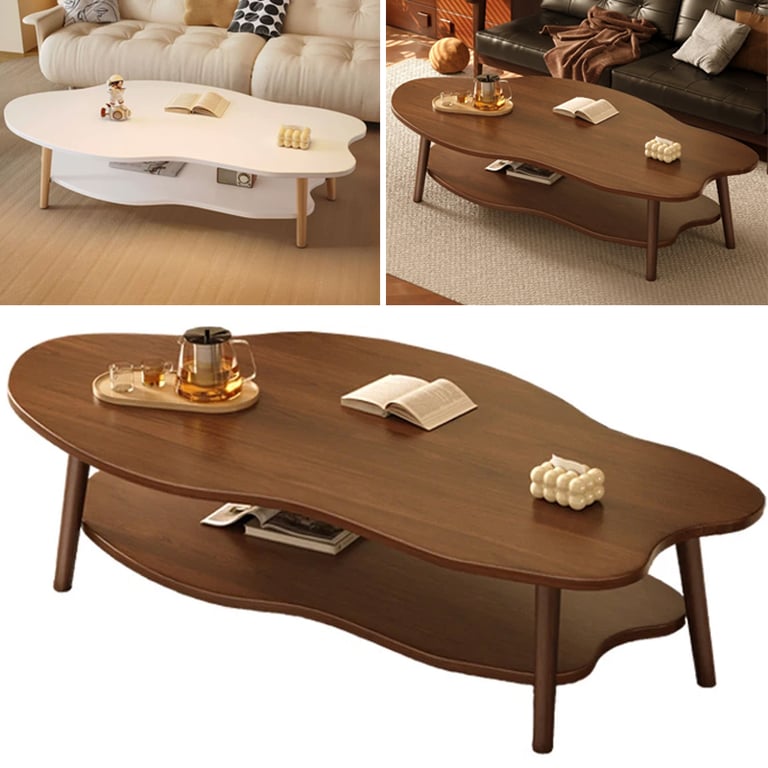 Cloud Coffee Table with Storage Shelf | Modern 2-Layer Design thumbnail 14
