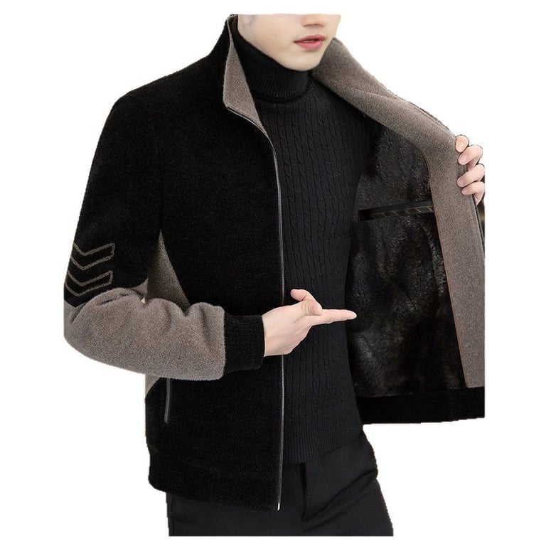 Men's Stand-Neck Jacket with Fleece Lining | Warm Thickened Outerwear thumbnail 6