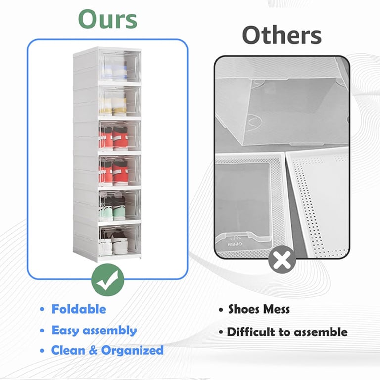 Foldable Shoe Storage Organizer 6-Layer Stackable Sneaker Boxes thumbnail 6