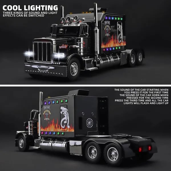 Semi Truck Toys For Boys Age 4-8 | Metal Diecast Pull Back Truck thumbnail 4