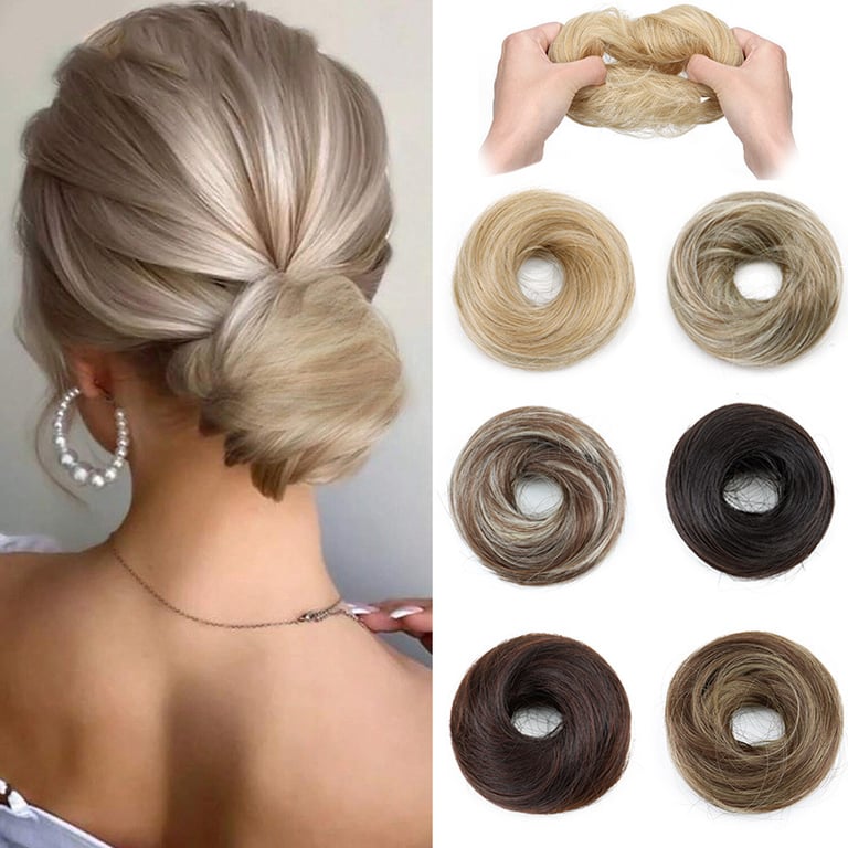 Rubber Band Straight Hair Tie for Women | Instant Volume Bun Extension thumbnail 1