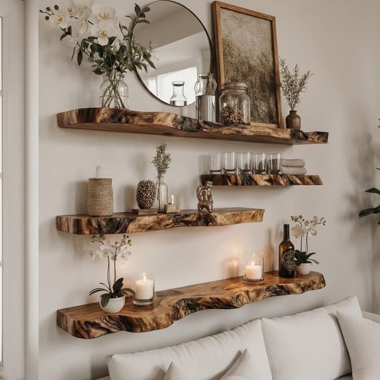 Old Elm Single-Bar Shelf Storage Rack Bookshelf | Live-Edge Design thumbnail 9