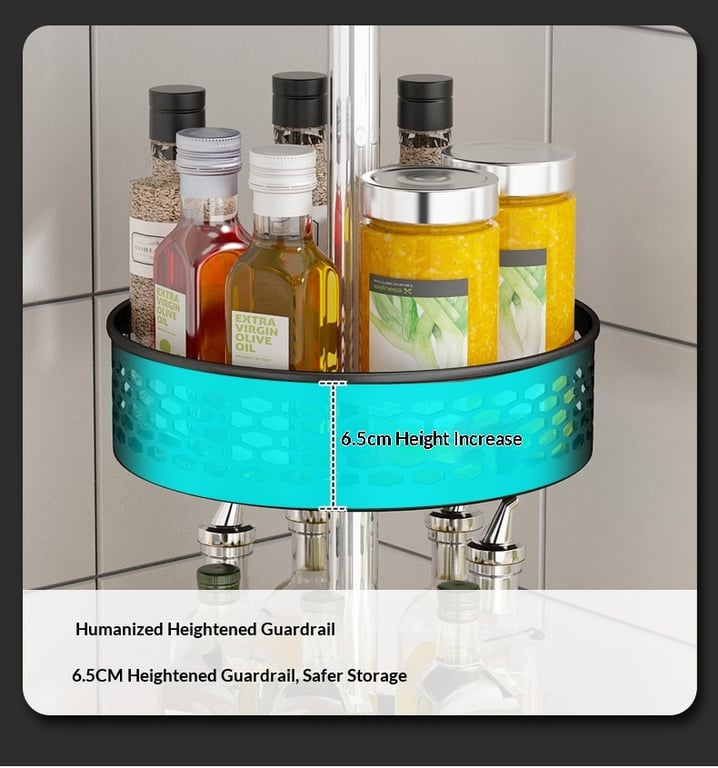 Rotating Spice Rack Carbon Steel Floor-Standing Kitchen Shelf thumbnail 20
