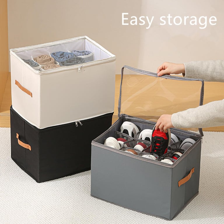 Foldable Fabric Shoe Storage Box with Dividers | Organize & Protect thumbnail 14