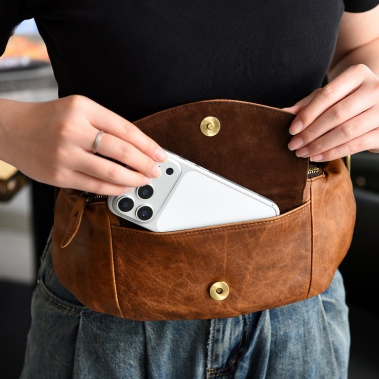 Retro Casual Vegetable Tanned Full-grain Leather Cowhide Chest Bag | Home & Kitchen thumbnail 19